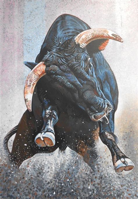 Bull Original Oil Painting Wall Art Realism Home Decor Etsy Animal