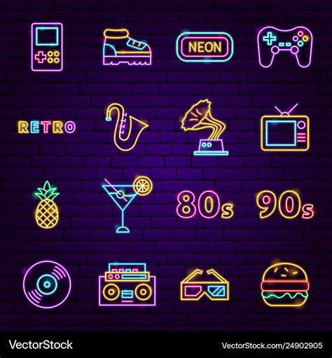 Retro Sign Neon Icons Royalty Free Vector Image