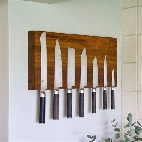 These Beautiful Handcrafted Magnetic Wooden Knife Rack Holders Are A