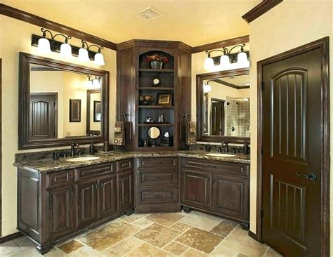 l shaped bathroom vanity units double corner cabinet wood ... Another great bathroom vanity option is this symmetrical l shaped bathroom vanity set.