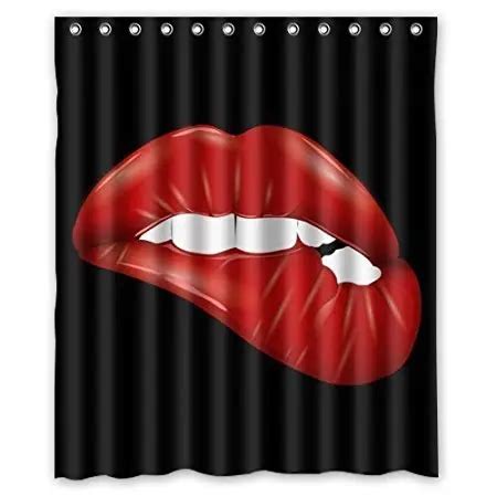 Aplysia Home Sexy Red Lips Waterproof Fabric Bathroom Shower Curtains