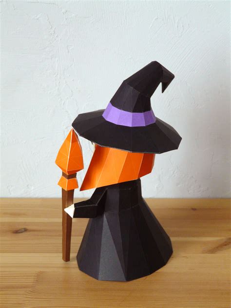 3d Papercraft Little Witch Diy Templates Including Colored Version