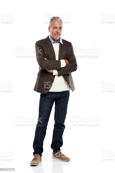 Handsome Mature Man Standing Confidently Stock Photo ...