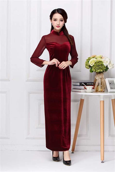 pretty red velvet qipao cheongsam chinese dress qipao cheongsam and dresses women