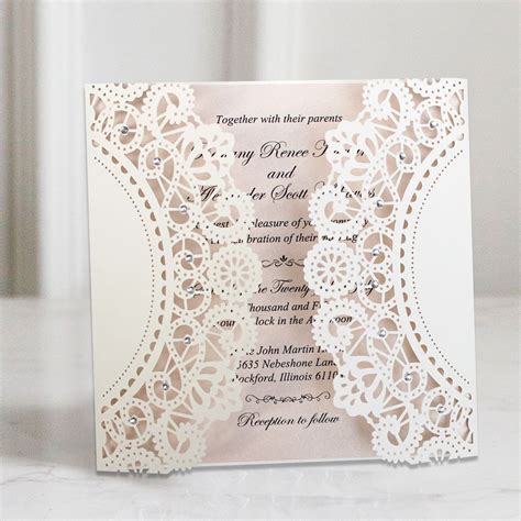 White Lace Wedding Invitations Customized Invitation Cards For Wedding