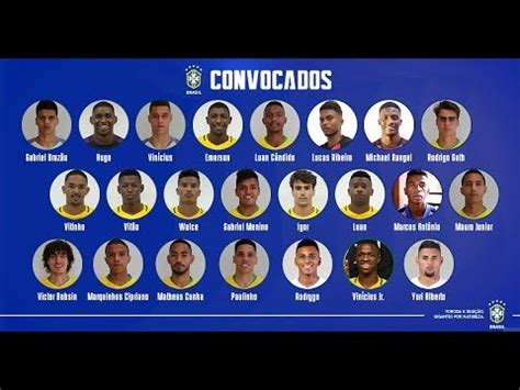 A convocação será transmitida ao vivo no canal da cbf tv, no youtube. Convocação da SELEÇÃO BRASILEIRA SUB-20 para os amistosos ...