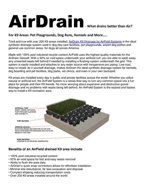 This tome became the rock upon which the empire of dogwash city was built. AirDrain for Synthetic Turf : simplebooklet.com