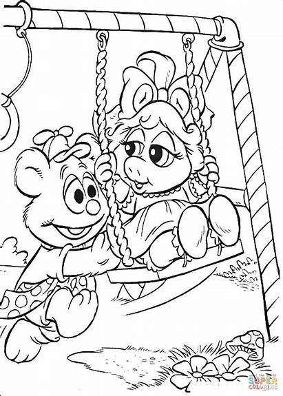 Coloring Pages Swings Piggy Miss Fozzie Printable