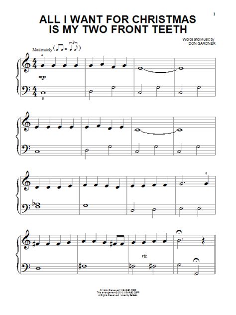 All I Want For Christmas Is My Two Front Teeth Sheet Music By Don