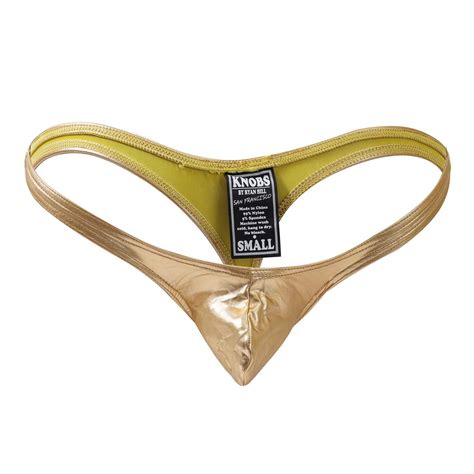 Gold Leather Imitation Leather Mens Thong Seamless T Pants Men