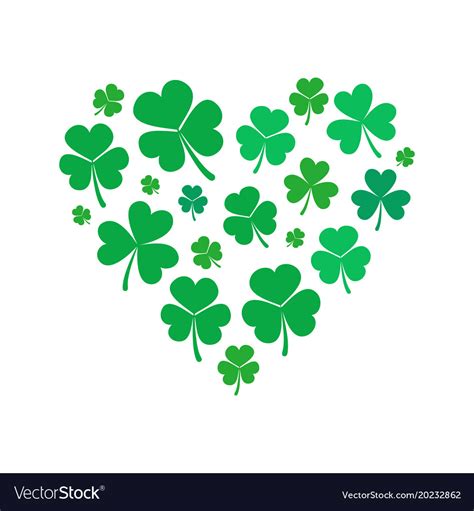 Heart Made Of Small Shamrock Or Clover Royalty Free Vector