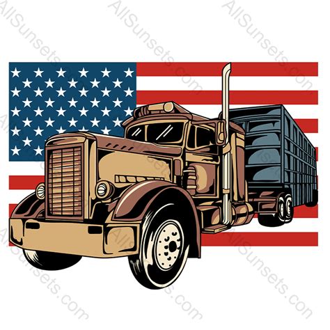 Semi Truck American Flag Color Png File Clipart Driver Tractor Etsy