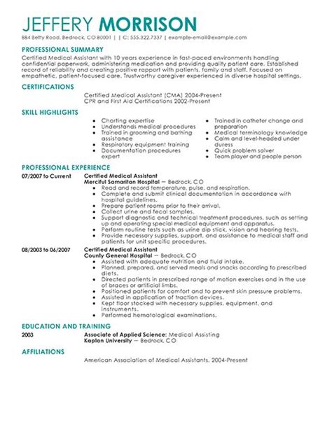 resume examples medical assistant assistant examples medical resume