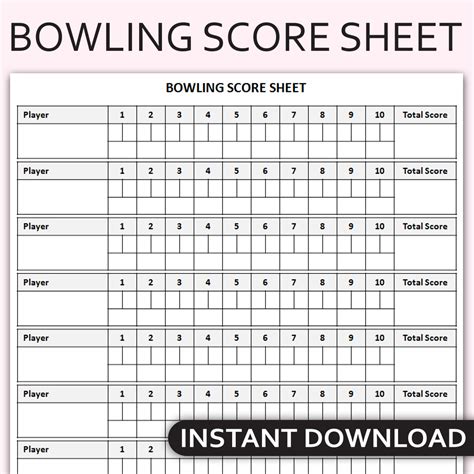 Printable Bowling Score Sheet Bowling Scorecard Bowling Sc Inspire