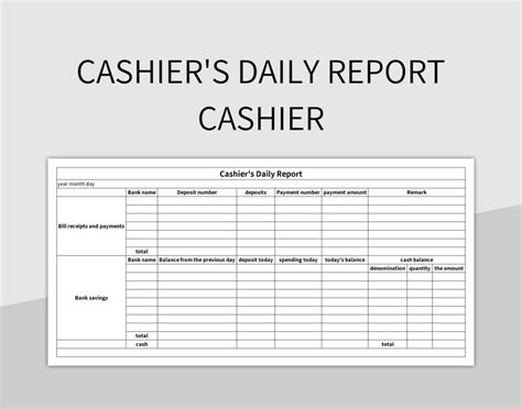 Cashier S Daily Report Cashier Excel Template And Google Sheets File