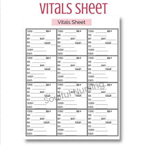 Vital Sign Documentation Sheet Etsy