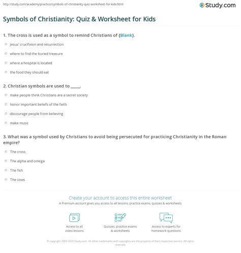 Symbols Of Christianity Quiz And Worksheet For Kids