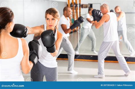 Two Women Boxing Sparring In The Gym Stock Photo Image Of Competition