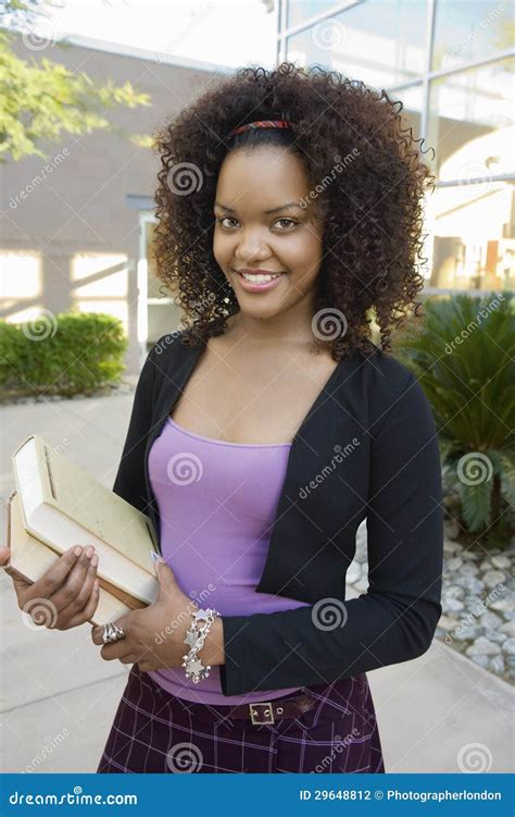 Female College Student Holding Books Stock Photo Image Of Smile