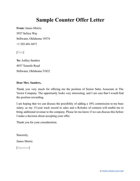 Sample Counter Offer Letter Fill Out Sign Online And Download Pdf