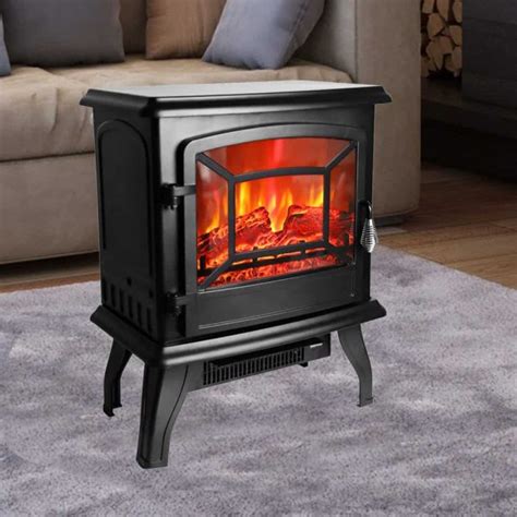Rovsun 1400w Free Standing Electric Fireplace Heater Fire Stove Flame