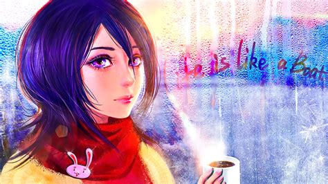 Wallpaper Anime Girls Short Hair Looking At Viewer