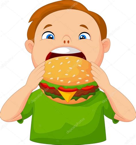 Boy Eating Burger — Stock Vector © Tigatelu 49607739