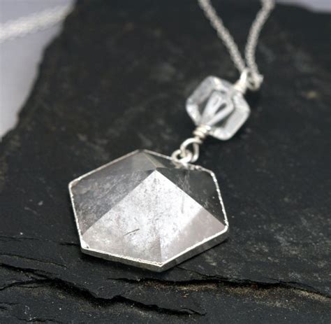Crystal Hexagon Prism Necklace Colgantes