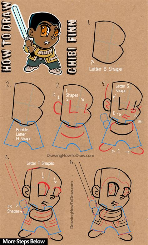 How To Draw Chibi Cartoon Finn From Star Wars The Force