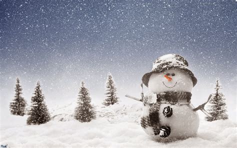 Merry Christmas Snowman Greetings And Widescreen