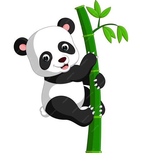 Lindo Panda De Dibujos Animados Vector Premium