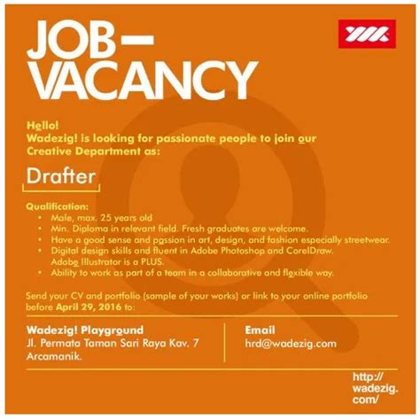 Contoh Job Vacancy Dan Surat Lamarannya Dalam Bahasa Inggris Berbagai
