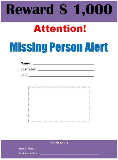 Missing Person Poster Template Free Word Templates