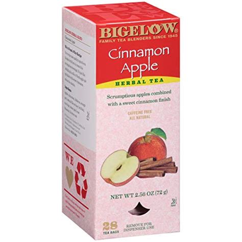 bigelow cinnamon apple herbal tea bags 28 count boxes pack of 6 cinnamon apple hibiscus