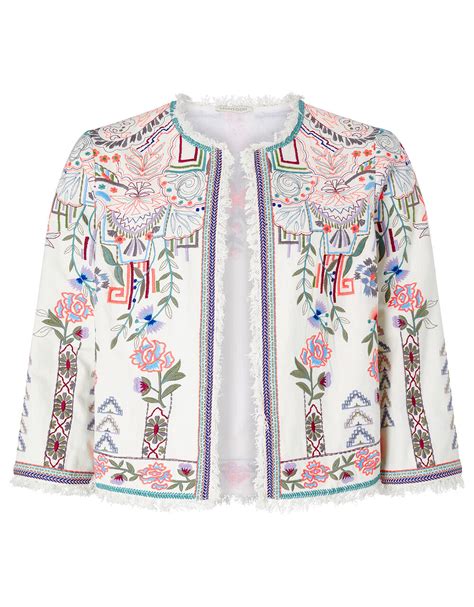 Embroidered Jacket In Organic Cotton Natural Jackets Monsoon Uk