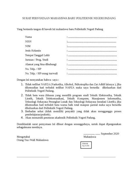 File Surat Permohonan Surat Pernyataan Permohonan Kip Kuliah Dan