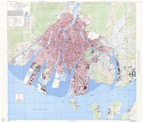 Hiroshima City Plan Post 1945 Pink Denoted Bombed Areas 5000x4263 R