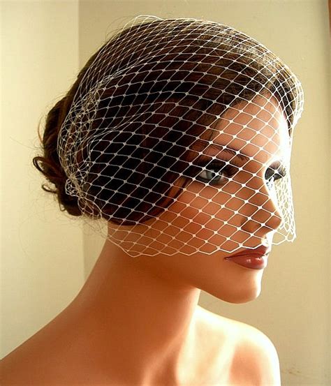 Birdcage Veil Wedding Veil Bandeau Style In Ivory Color 9 Inches On Luulla