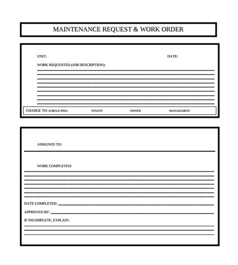 Free Sample Maintenance Work Order Forms In Pdf