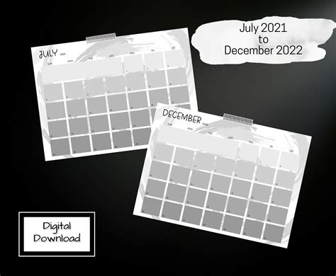2021 2022 Printable Calendar 18 Monthly Calendars 2021 And Etsy
