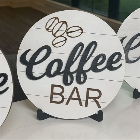 Coffee Bar Sign Kitchen Decor Black And White Ship Lap Etsy