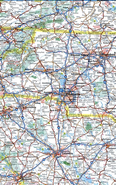 Map I 77 Interstate Highway Via South Carolina North Carolina