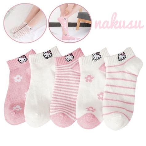 5pairsset Womens Socks Cute Style Printed Socks For Women With Pouch Shopee Philippines