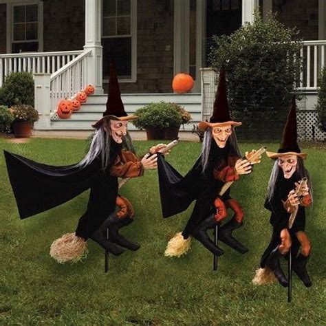 Halloween Witch Garden Stakes Set 3 Lawn Decoration Party Prop Witches