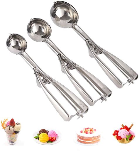 Cookie Scoop Set Stainless Steel Ice Cream Scoops With Trigger Release