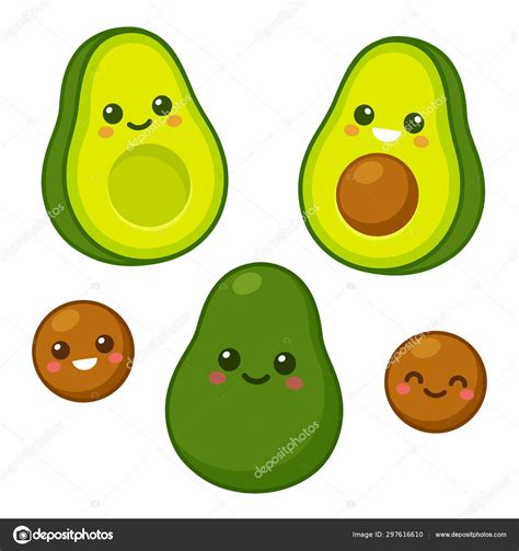 Cute Avocado Character Set Stock Vector Image By ©sudowoodo 297616610