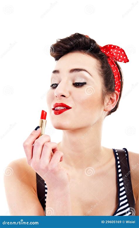 Pin Up Woman With Lipstick Royalty Free Stock Photography Cartoondealer Com