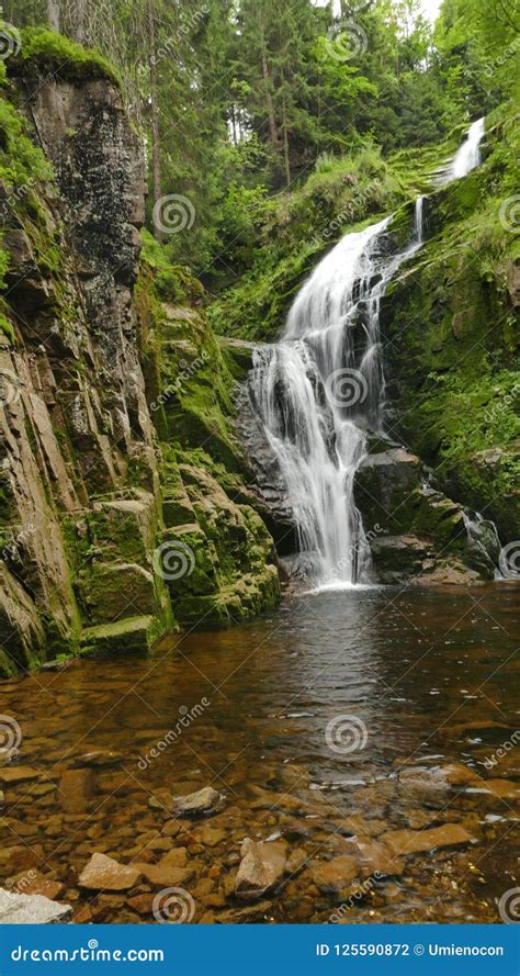 A Mountain Waterfall In The Woods Stock Photo Image Of Late