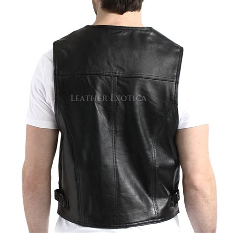Men Zip Front Lambskin Leather Vest