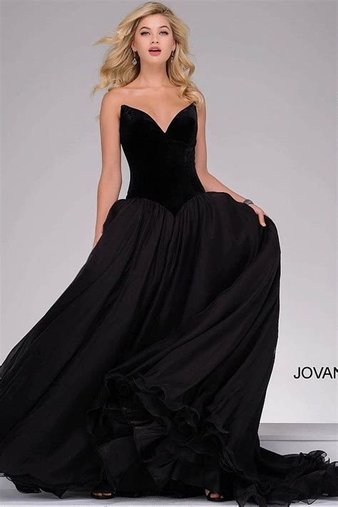Black Velvet Top A Line Prom Gown 46606 Prom Gown Ball Gowns
